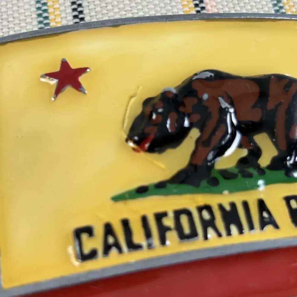 California Republic Belt Buckle Mens One Size Yellow Bear Flag Metal Western